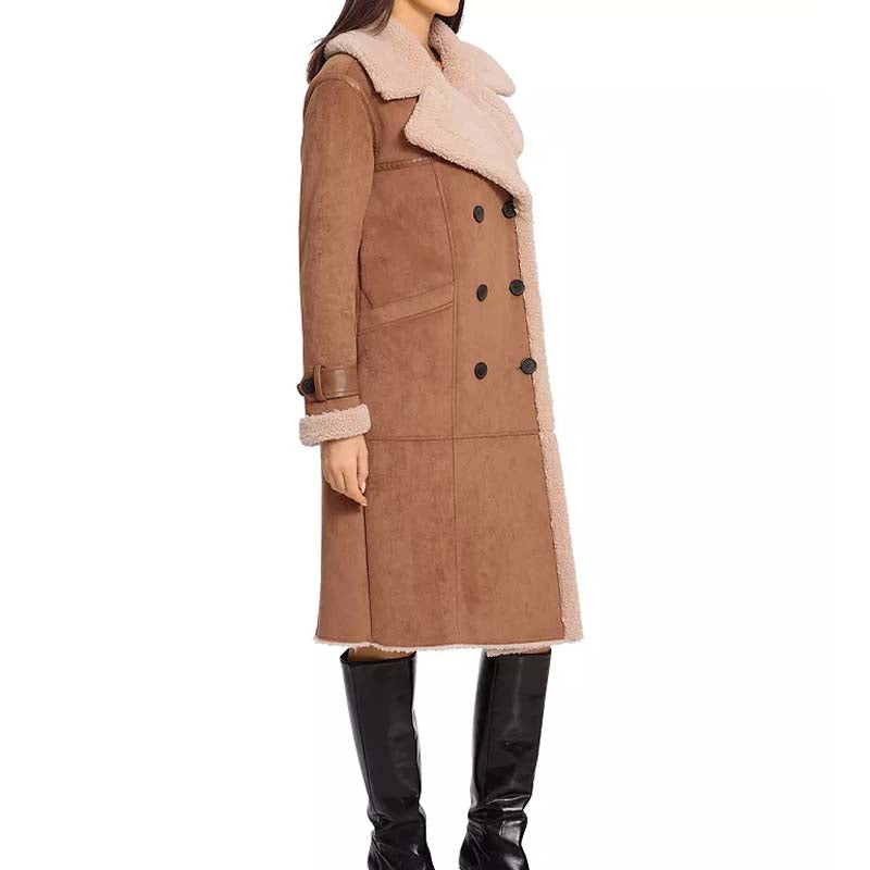 Purchase Best Winter High Quality Sheepskin Faux Shearling Trench Coat For Sale