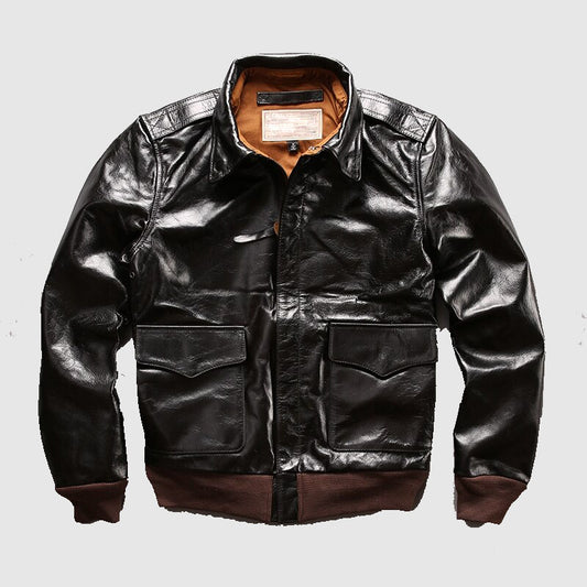 Genuine A2 Fly Pilot Genuine Black Leather Jacket | G-1 Pilot Jackets