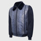 Genuine Best Style Blue Suede & Full Body Python Leather Flight Jacket For Sale