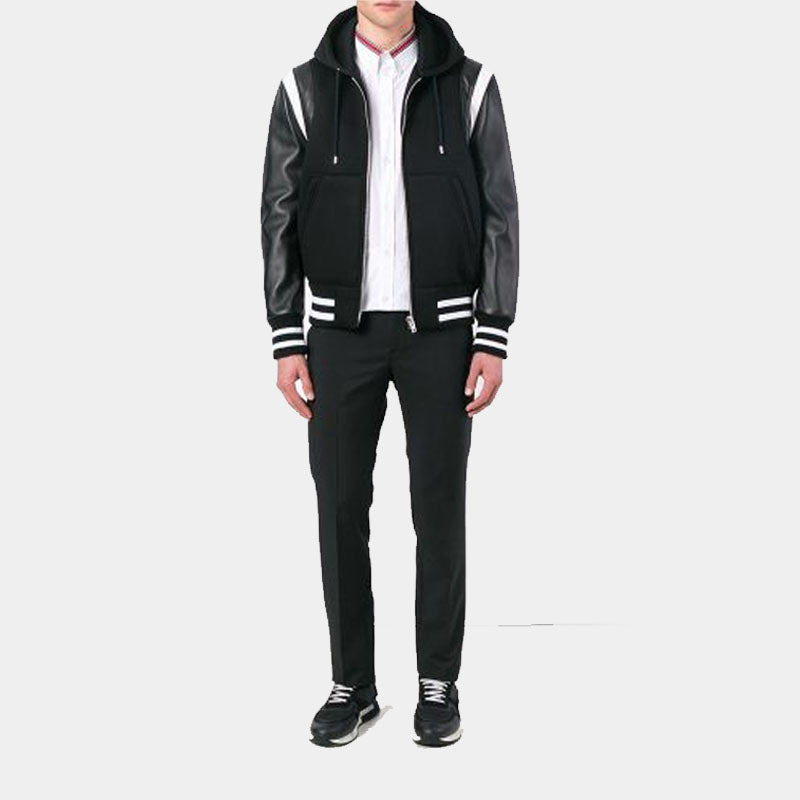 Buy Genuine Best Style Letterman Givenchy Hooded Leather Varsity Jacket For Sale