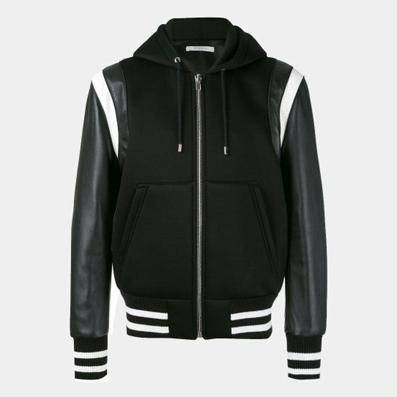 Buy Genuine Best Style Letterman Givenchy Hooded Leather Varsity Jacket For Sale