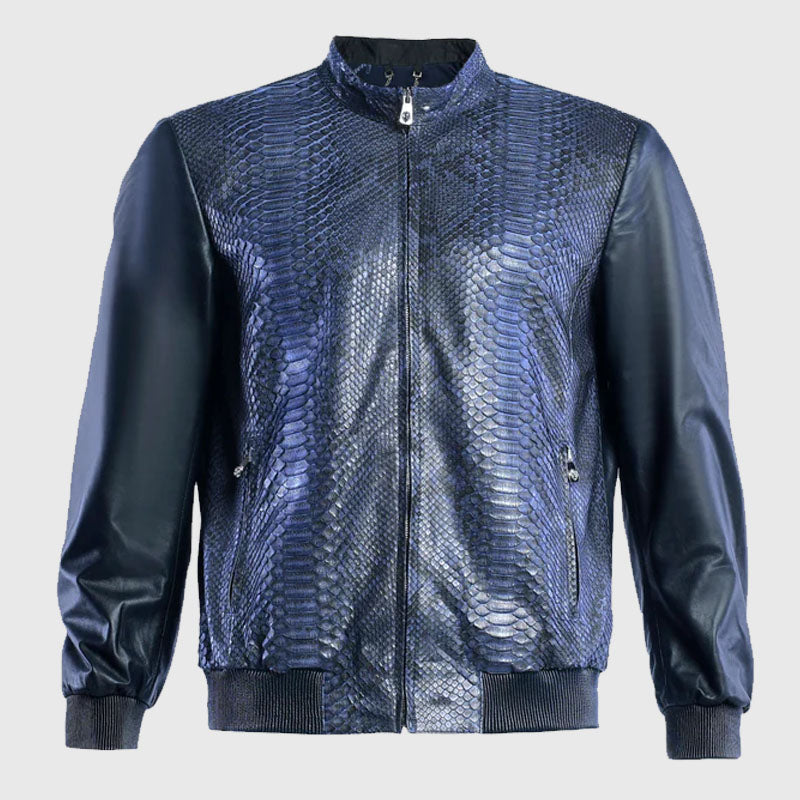 Amazon.com: Genuine Snakeskin Leather Jacket for Women, Button Closure,  Stand-up Collar, Zipper Cuffs (S) : Handmade Products