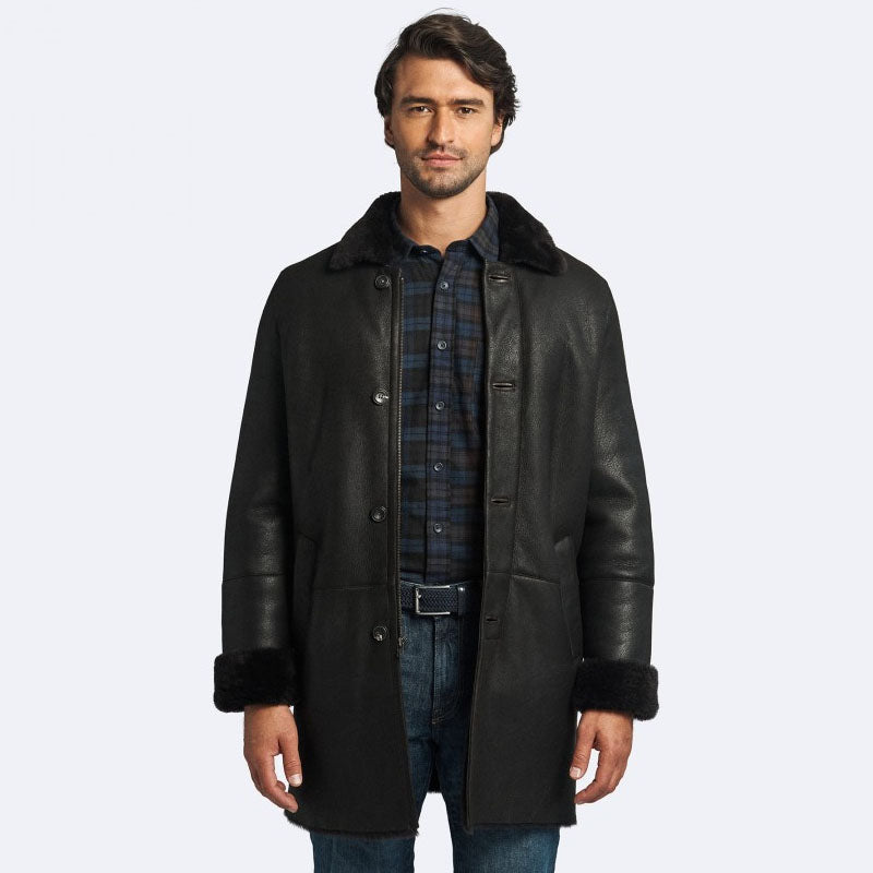 Genuine Miles Shearling Coat Dark Oak for Men on Sale
