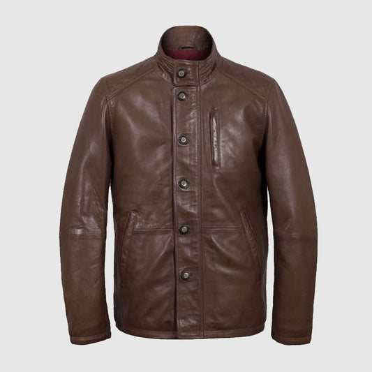 new brown mens leather long coat shop