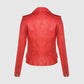 red biker leather women fashion leather jacket 