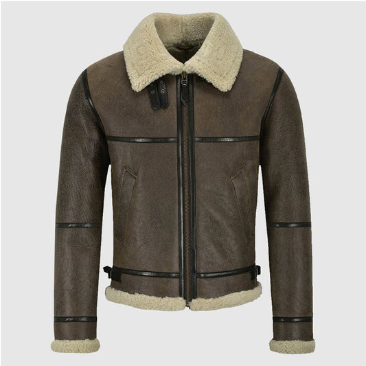 Men Best Christmas Looking Winter B3 Brown Air Force Shearling Jacket For Sale