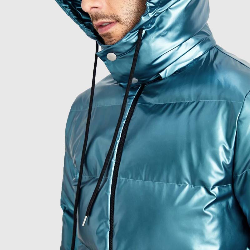 Shop Best Looking Winter Warm Men Fashion Best Winter Bubble Zipper Front Drawstring Hooded Puffer Coat For Sale 