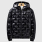 Buy Best Style Men Zip Up Drawstring Hooded Winter Black Leather Puffer Coat Without Top For Sale