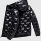 Buy Best Style Men Zip Up Drawstring Hooded Winter Black Leather Puffer Coat Without Top For Sale