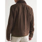 Men's Best Winter Shearling Trimmed Suede Trucker Dark Brown Leather Jacket For Christmas Sale