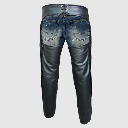 black mens leather chaps with cheap price on sale 