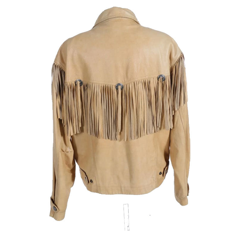Men's Buy Genuine Fashion Western Cowboy Leather Jacket Fringe and Beaded For Sale