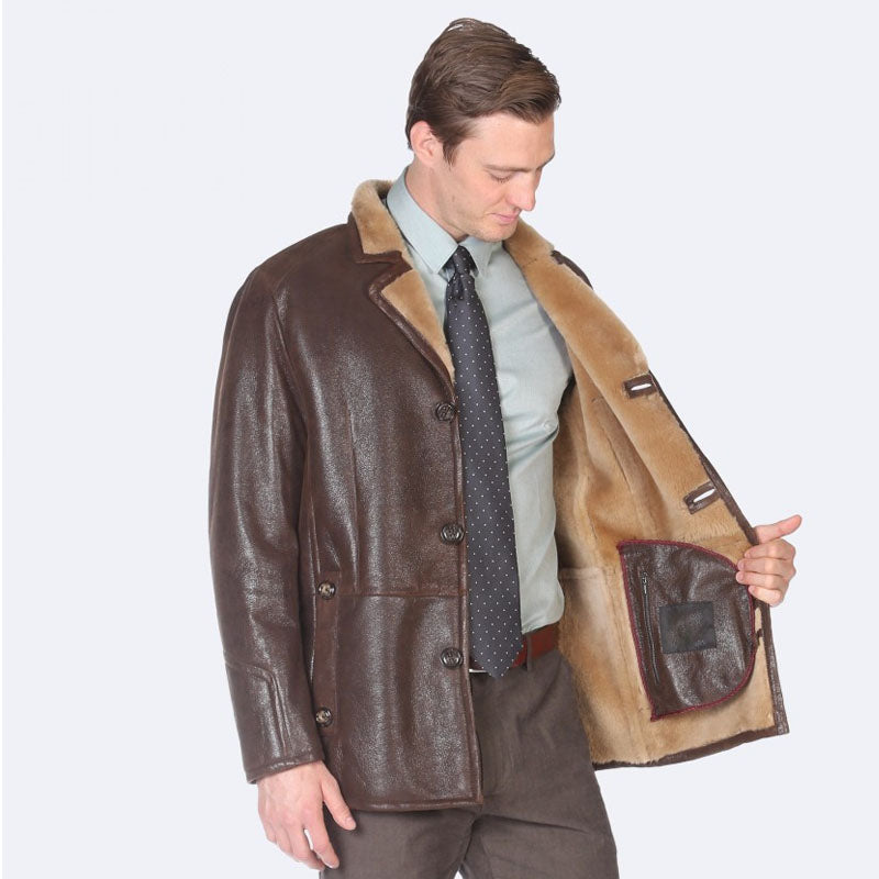 Men's Best Winter Jacket: Eugene Brown Sheepskin Leather
