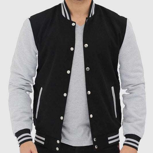 Purchase Genuine Grey And Black Varsity Letterman Jackets For Mens