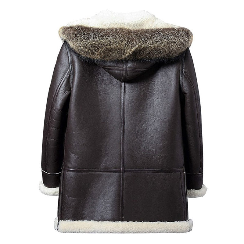 Buy Mens Best Winter Sheepskin Shearling Parka Coat with Detachable Hood For Christmas Sale