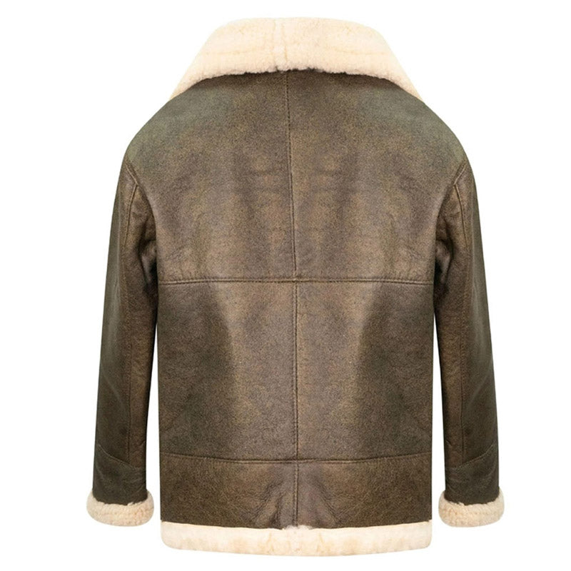 Mens Best Winter Tan Cream B3 Airforce Aviator Shearling Jacket with Fur