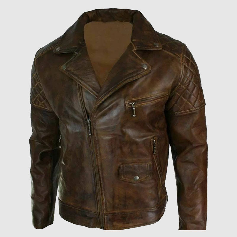 mens brown fashion leather jacket online shop