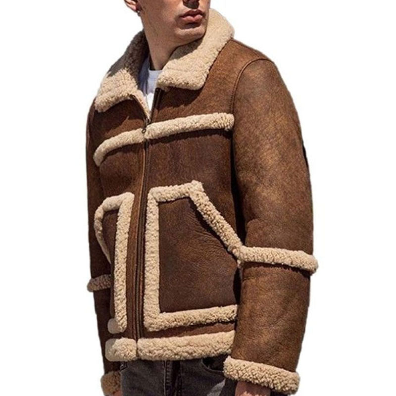 Mens Buy Genuine Winter Vintage Sheepskin Leather Bomber Aviator Jacket