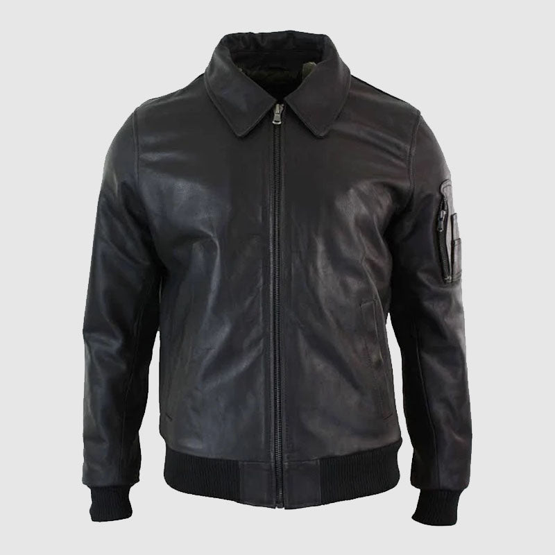 mens black biker leather fashion jacket for mens 