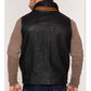 Purchase Best Hot Winter Black Leather Vest Removable Shearling Collar For Sale