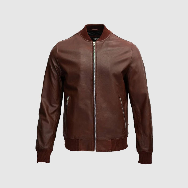 Brown mens fashion leather jacket online shop
