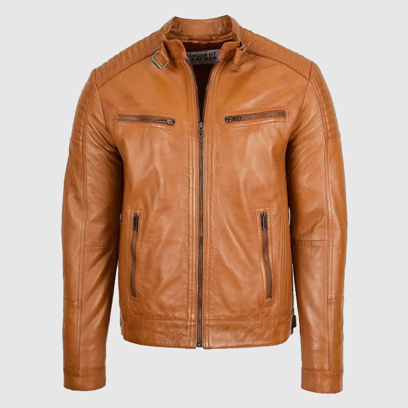 new mens brown fashion leather jacket online shop