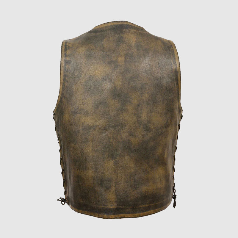 Brown Distressed Biker Leather Vest