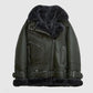New 2022 Style Women Green RAF Aviator Styled Lambskin Black Shearling Leather Jacket For Sale