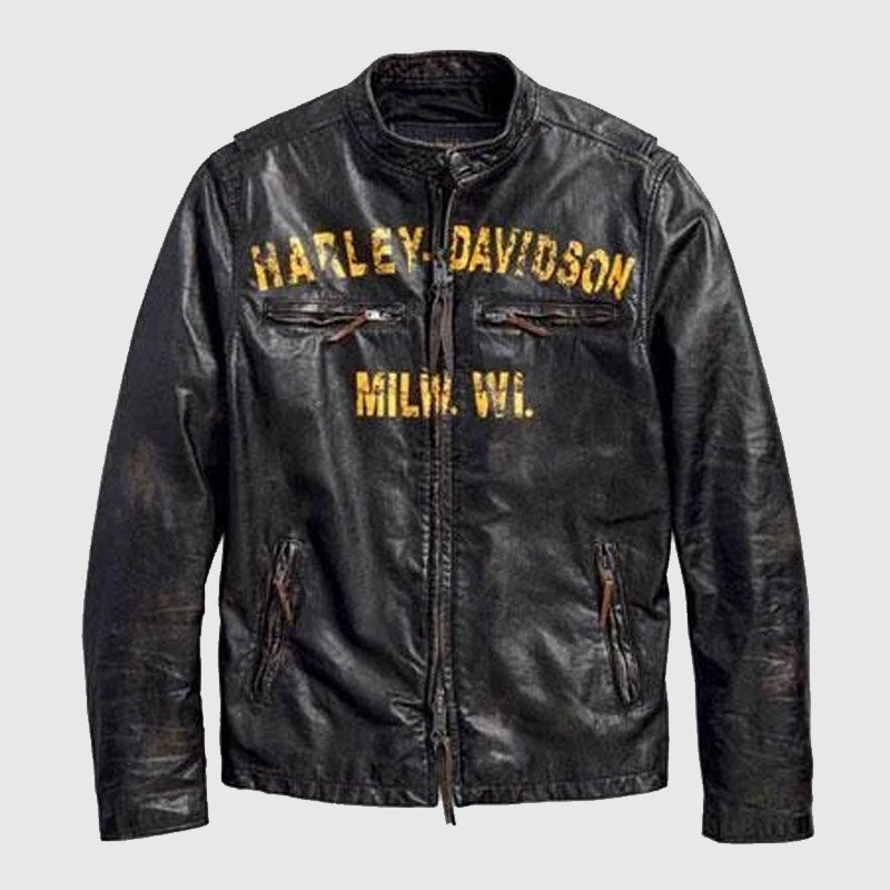 New black Harley davidson leather jacket with free shipping allover world