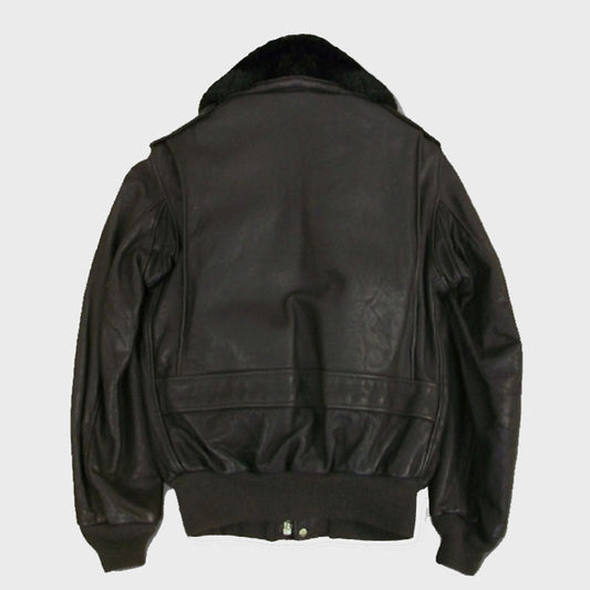 New Style Cowhide Leather Flight Black Jacket w/zip-out Liner For Sale 