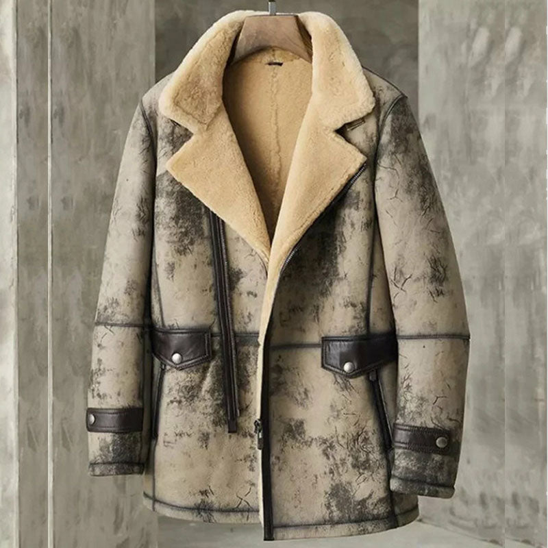 Mens shearling clearance coat sale