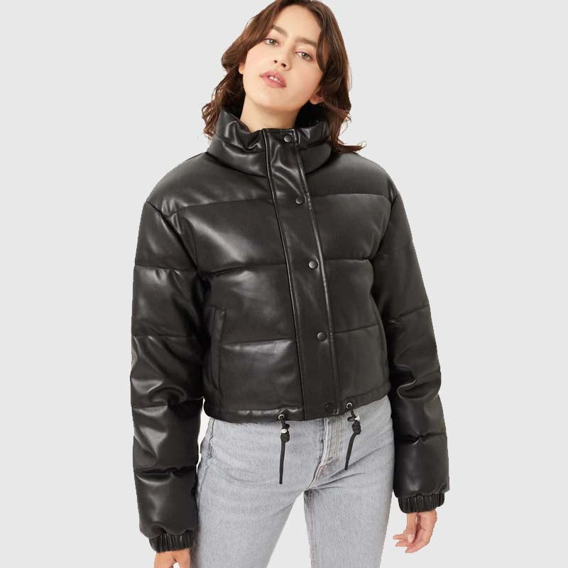 Shop New Style So Fetch Bubble High Quality Faux Leather Puffer Jackets For Sale