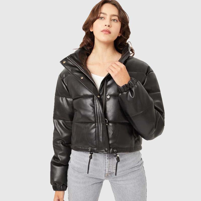 Buy New Style So Fetch Bubble High Quality Faux Leather Puffer Jackets For Sale