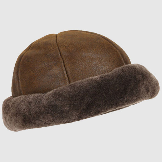 New Style Whiskey Color Leather Danielle Sheepskin Hat For Sale