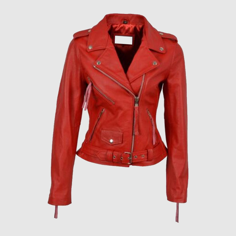 women red fashion leather jacket online shop