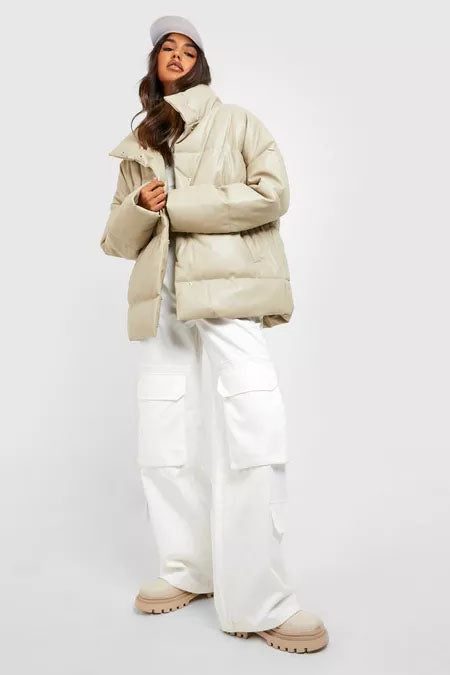 Buy Best Winter Oversized Puffer Jacket Faux Bubble Leather 