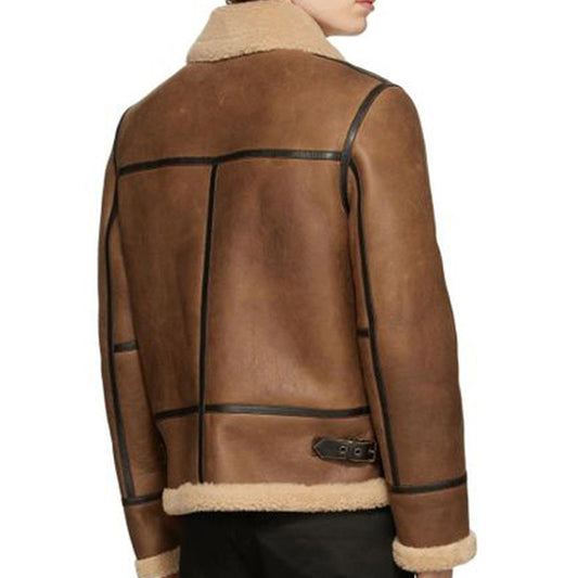 New Year & Christmas Offer Mens Best Winter Sale Brown Tan Aviator Shearling Jacket