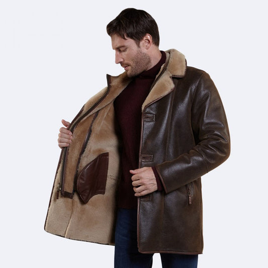 Buy New Year Style Warm Winter Warren Sheepskin Leather Coat | Shearling Coats For Sale