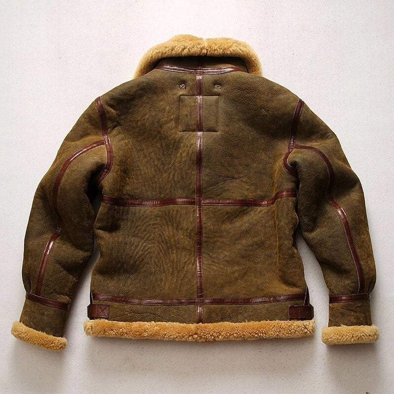 Buy new classic B3 winter thick sheepskin fur shearling jacket for men