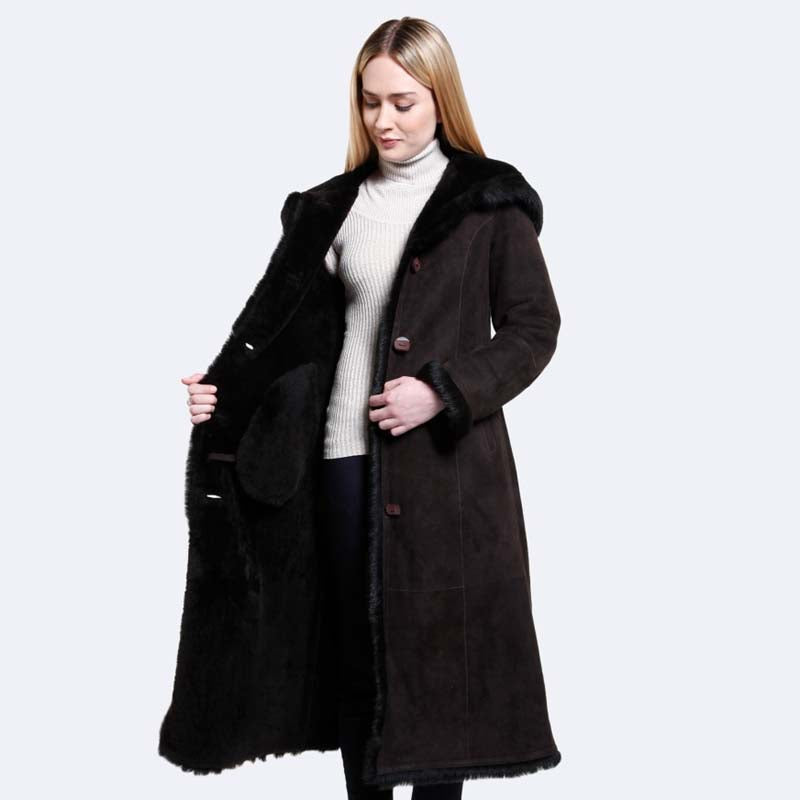 Buy Genuine Unique Look Norma Sheepskin Best Style Shearling Winter Long Coat For Sale 