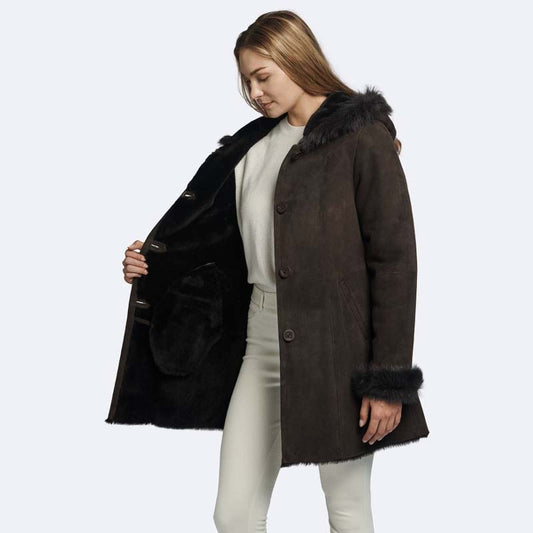 Buy New Christina Shearling Best Style Winter Sheepskin Leather Coats For Sale