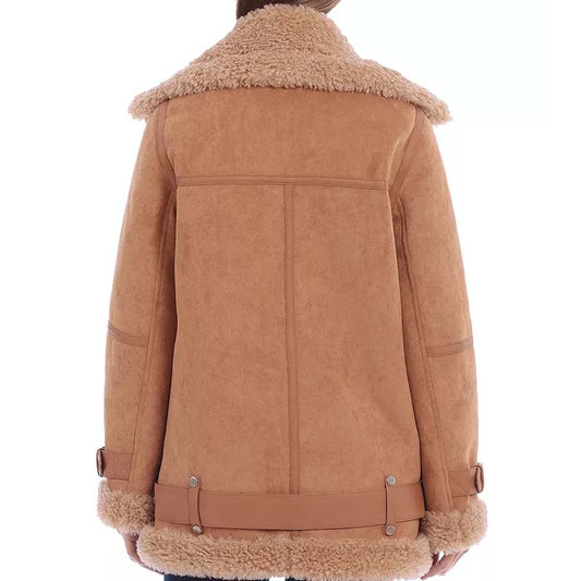 Buy Best Style Winter Genuine Sheepskin Oversized Faux Shearling Biker Jacket For Sale