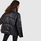 Purchase Black Best Winter Puffer Bubble Leather Jacket For Sale