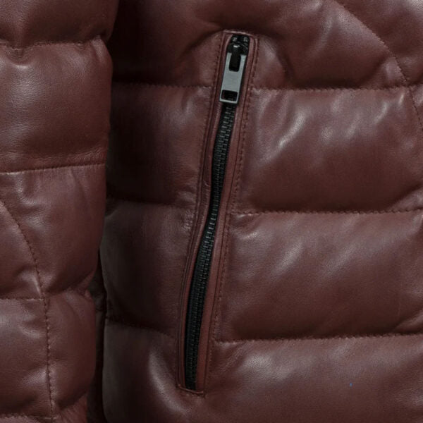 Best Genuine Men’s Brown leather Bubble jacket for Sale
