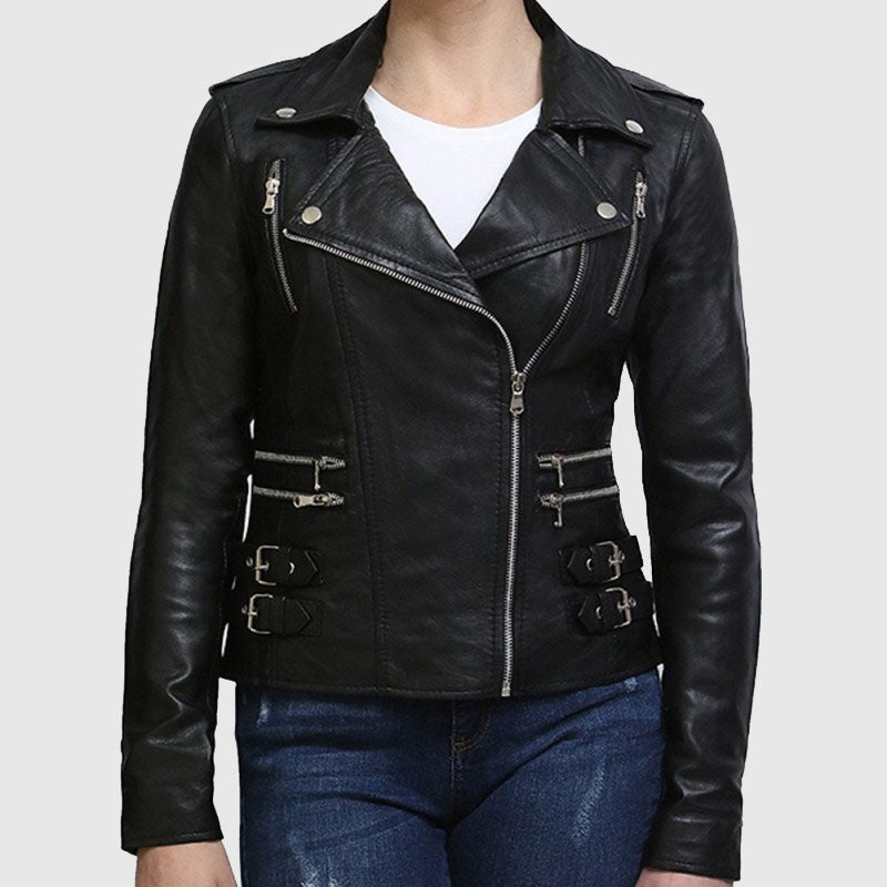  Nappa Lamb Leather Jacket for Women