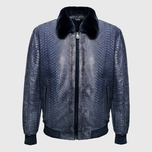 Purchase Best Premium Style Winter Shearling Python Leather Flight Jacket For Sale