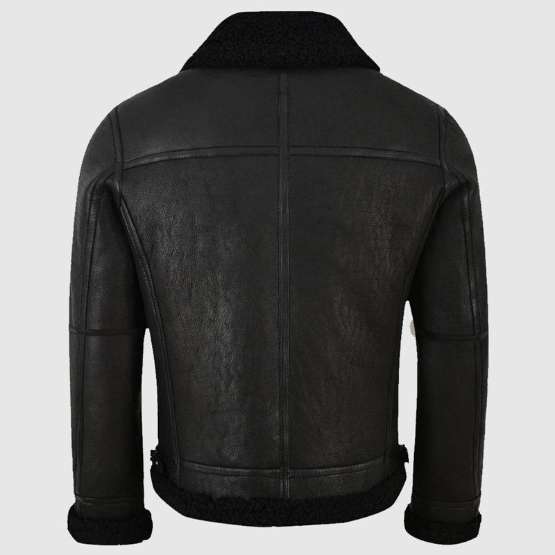 Purchase Best Style Men Winter Sale Jet Black Shearling Leather Jacket