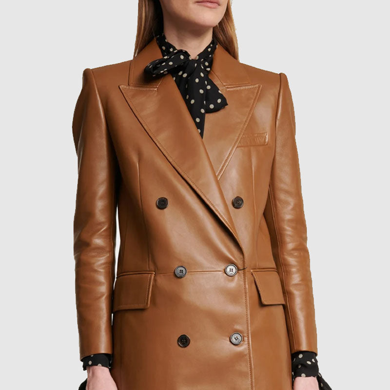 Buy Genuine Blazer Leather Coat For Sale Brown Color