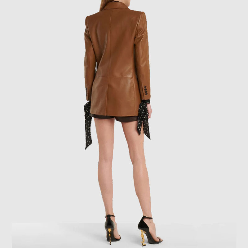 Buy Genuine Best Style Blazer Leather Coat For Sale Brown Color