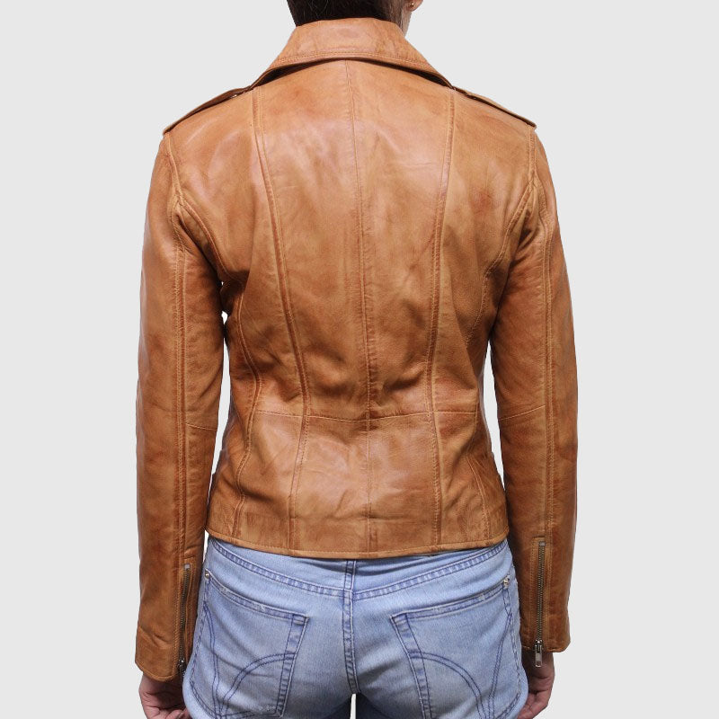Shop Best Tan Biker Fashion Leather Jacket For Sale